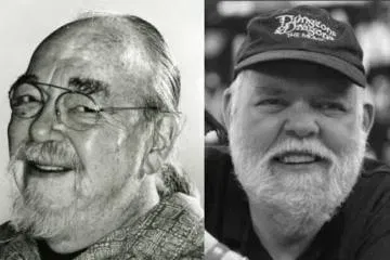 Black and white portraits of Gary Gygax and Dave Arneson